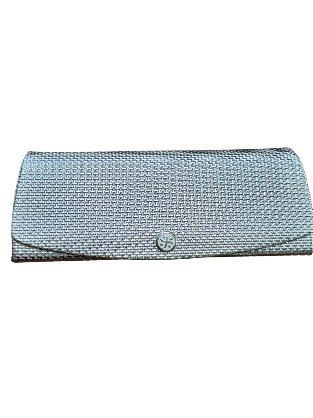 Shuron vintage silver metal basket-weave embossed hard eyeglass case